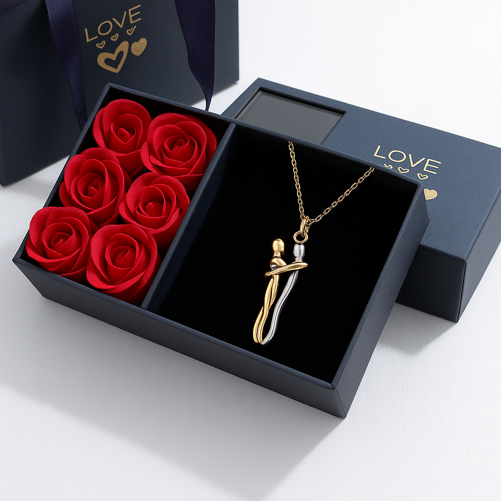 Hug Necklace + Rose Gift Box by Reuniq™